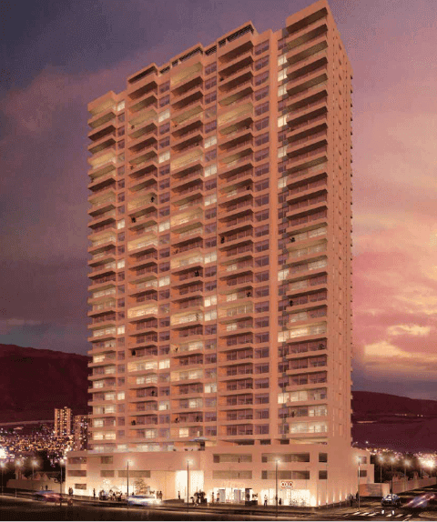 Render de la fachada del Edificio Brava, Iquique