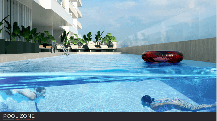 Render de la piscina del Edificio Brava, Iquique